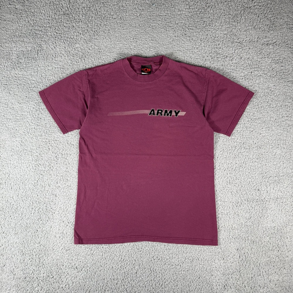 Vintage Y2K Army T-shirt Size Large United States Military Maroon